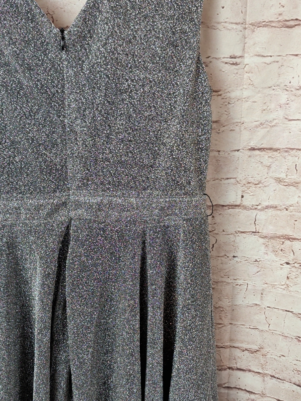 Apricot Silver Sparkle V-Neck Sleeveless Party Dress Large Nwt - Picture 9 of 10